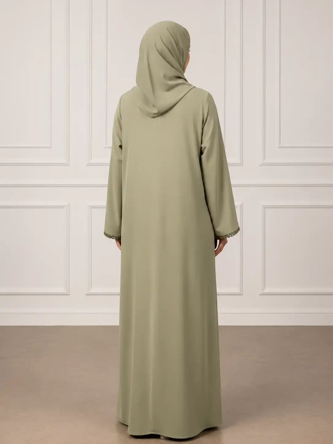 Elegant Sage Green Embroidered Abaya
