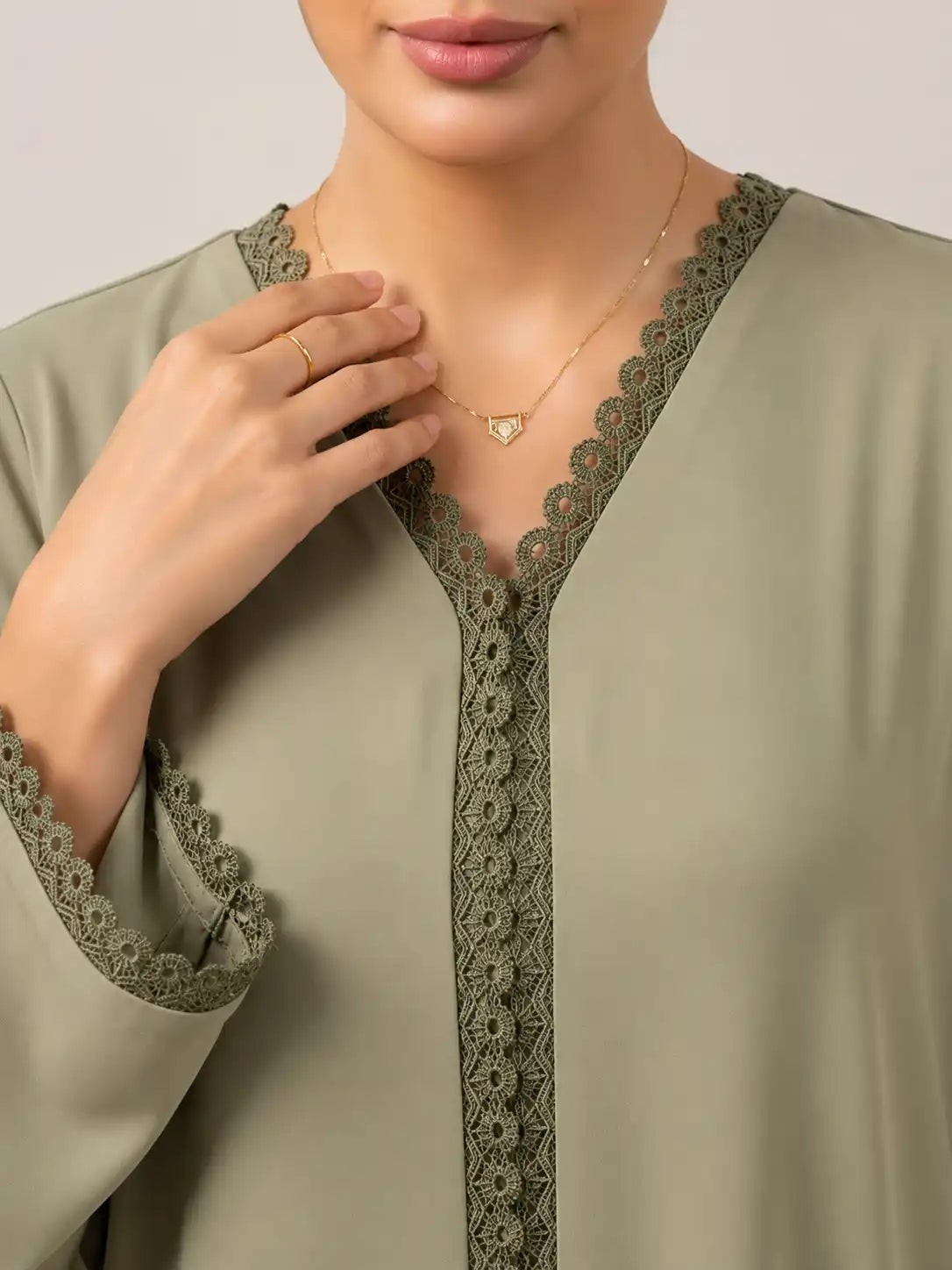 Elegant Sage Green Embroidered Abaya
