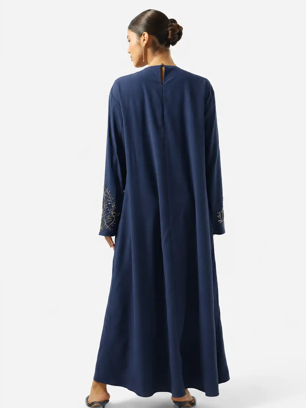 Navy Embroidered Modest Abaya