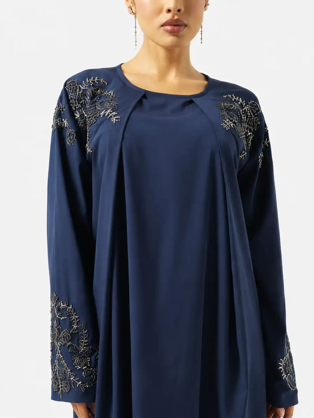 Navy Embroidered Modest Abaya