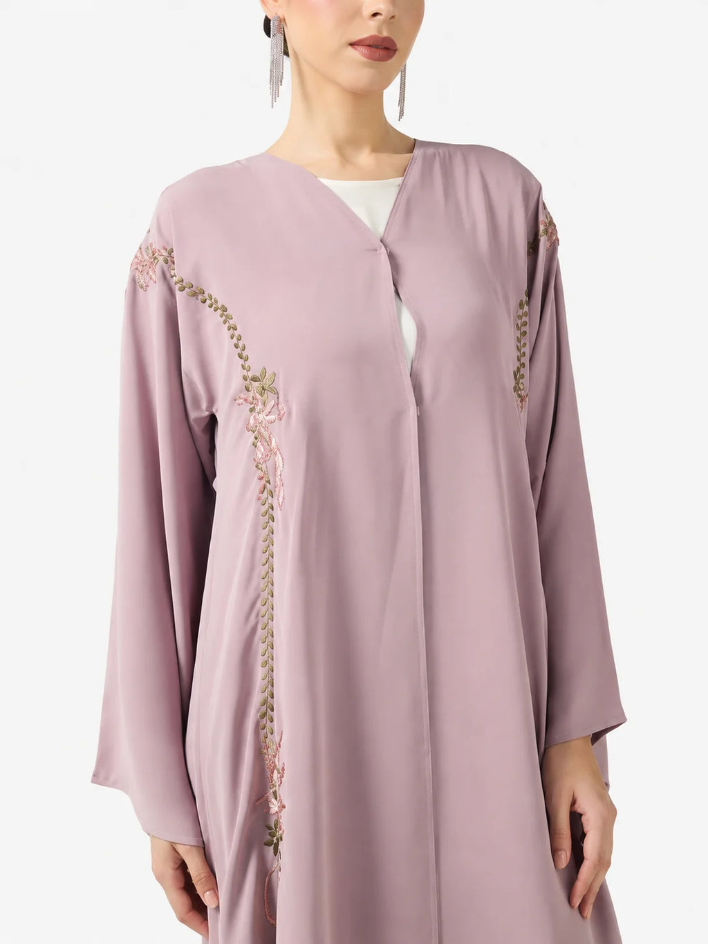 Mauve Embroidered Abaya Set