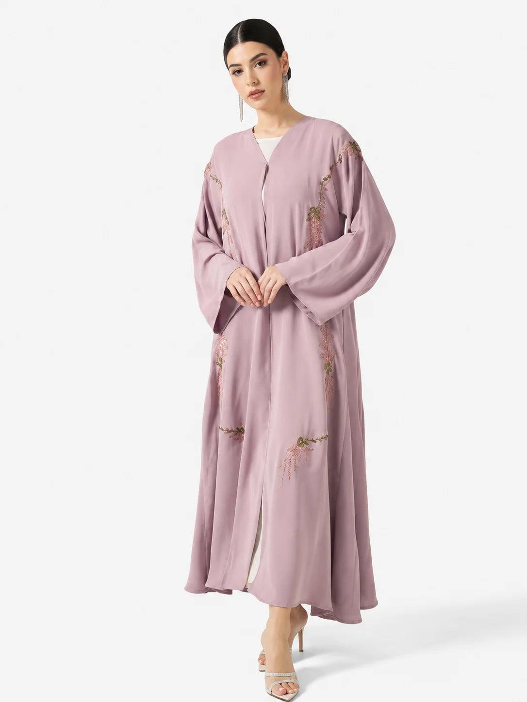 Mauve Embroidered Abaya Set