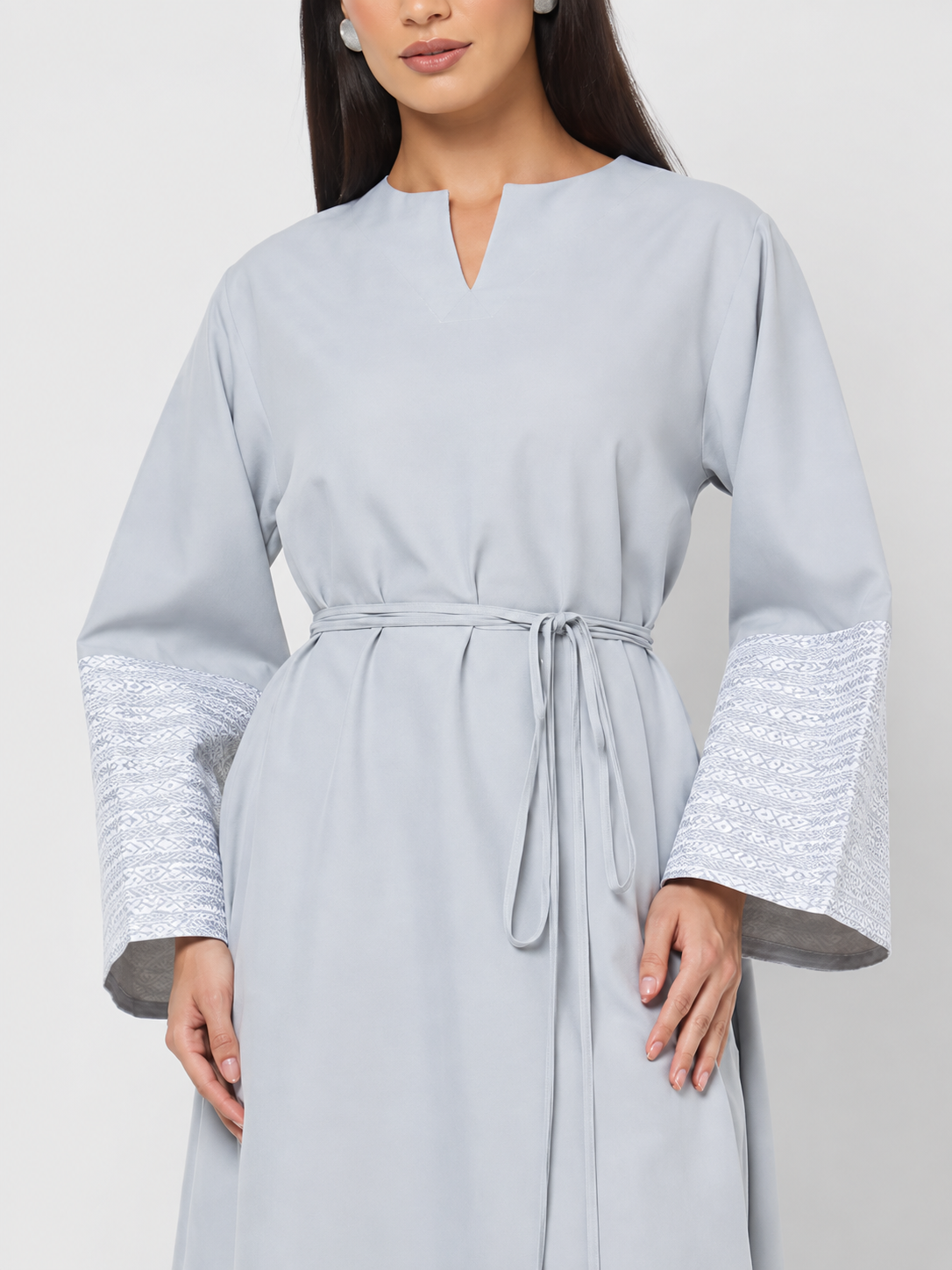 Elegant Blue-Grey Kaftan Dress