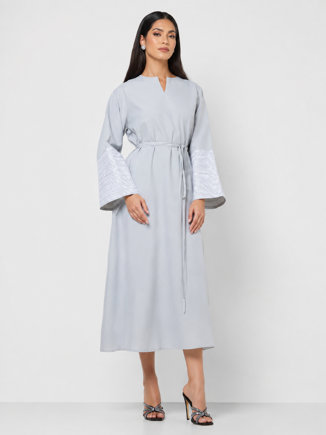 Elegant Blue-Grey Kaftan Dress