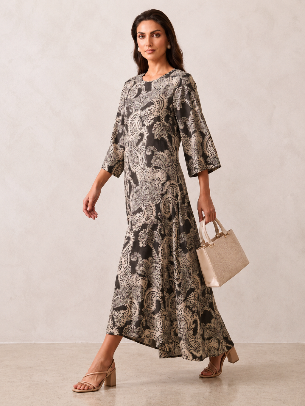 Splash Smart Paisley Print Trapeze Maxi Dress