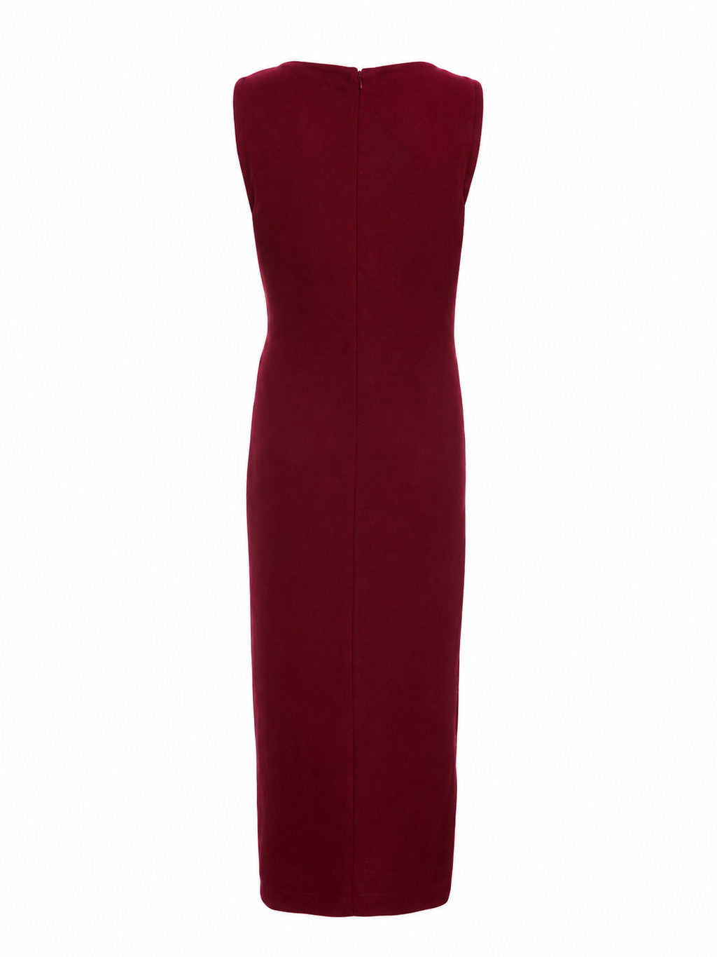 Quiz Wine Textured Round Neck Sleeveless Knit Front Midaxi Dress