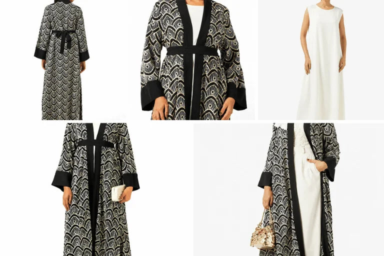 Black & Ivory Art Deco Kimono Collection – Elegant Luxury Fashion