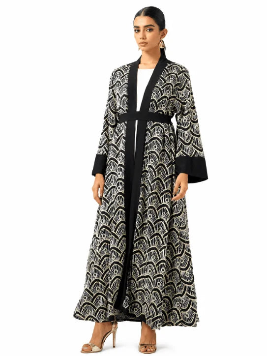 Black & Ivory Art Deco Kimono Collection – Elegant Luxury Fashion