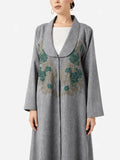 Grey Floral Embroidered Abaya
