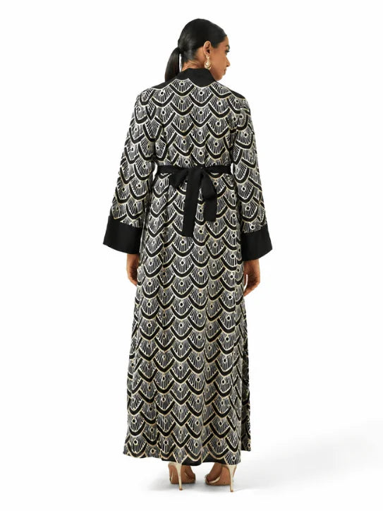 Black & Ivory Art Deco Kimono Collection – Elegant Luxury Fashion