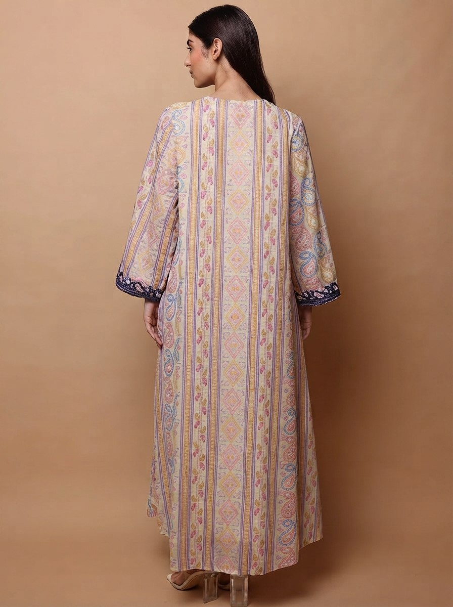 Paisley & Geometric Wide Sleeves Women's Evening Jalabiya