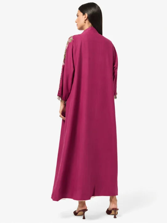 Embroidered Magenta Kaftan Abaya