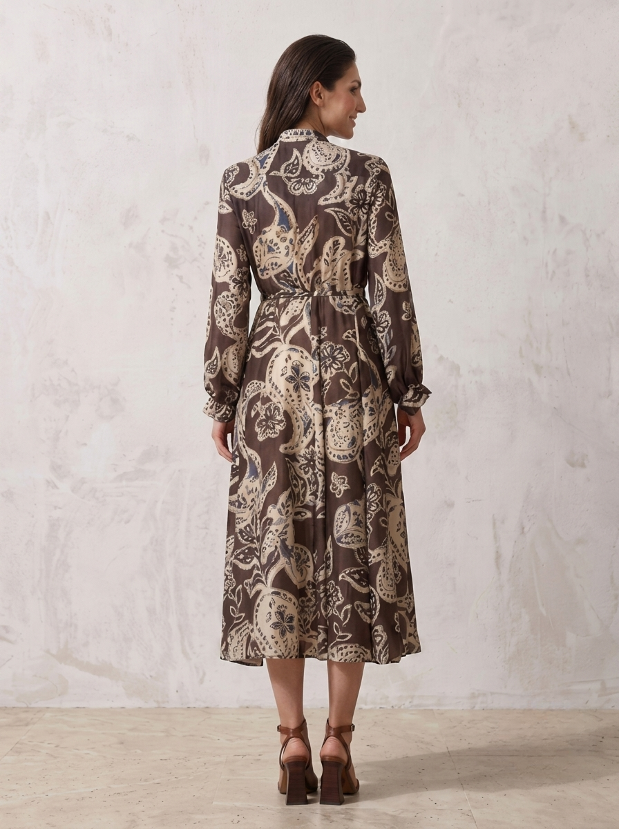 Splash Smart Paisley Print Midi Dress with Elasticated Waist