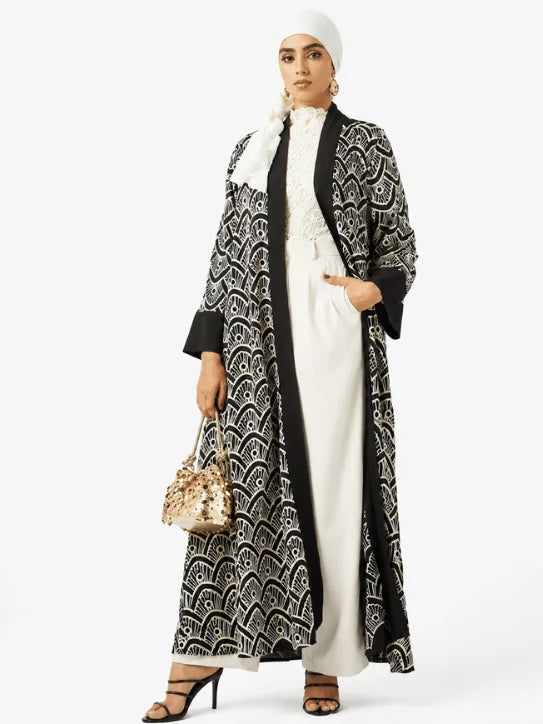 Black & Ivory Art Deco Kimono Collection – Elegant Luxury Fashion