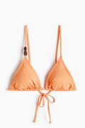 Sunset Peach Beaded Triangle Bikini Set