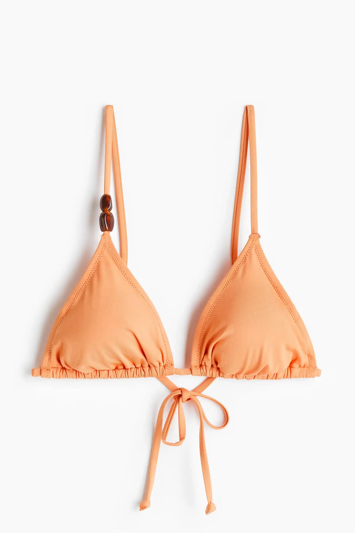 Sunset Peach Beaded Triangle Bikini Set