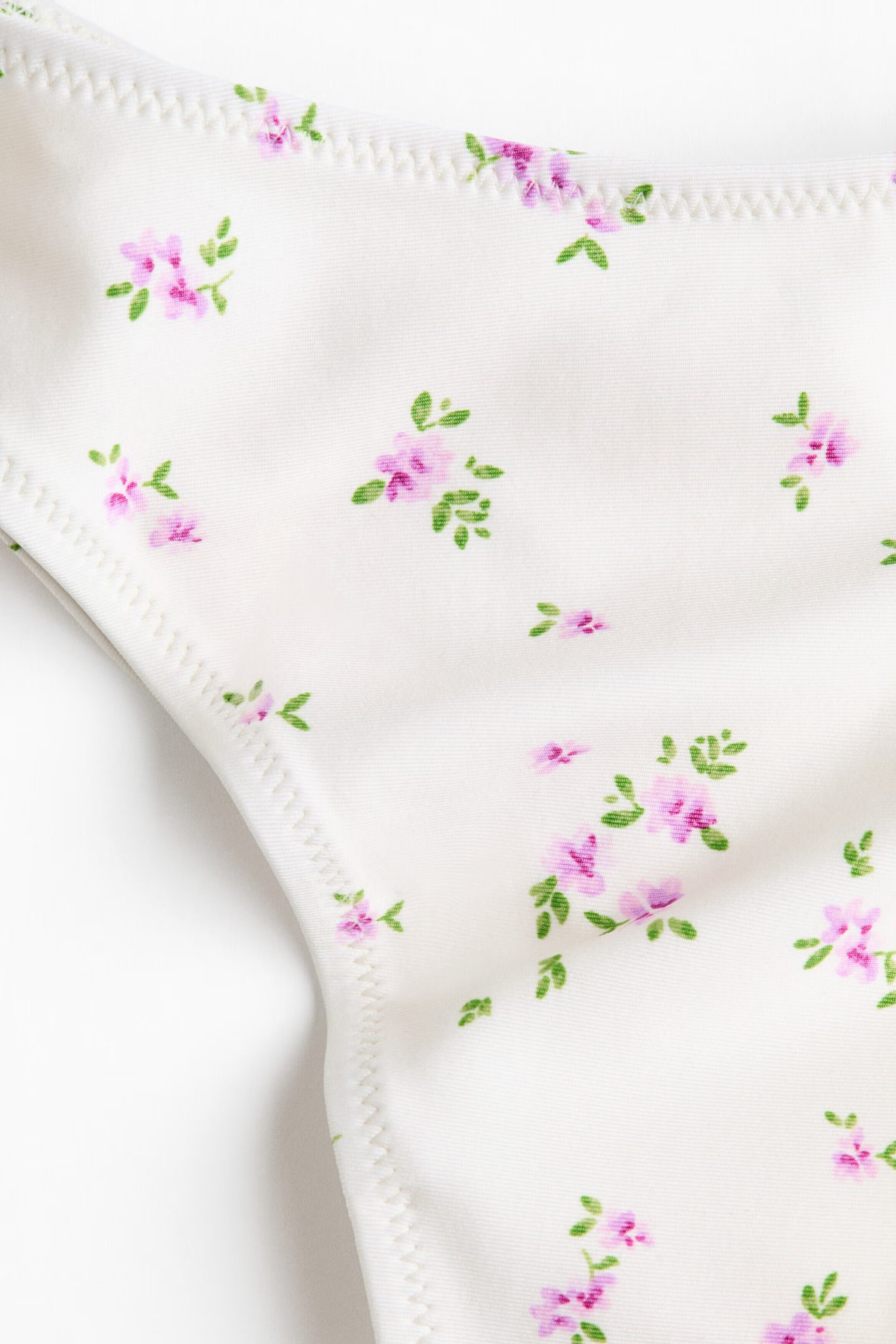 White Floral Triangle Bikini Set
