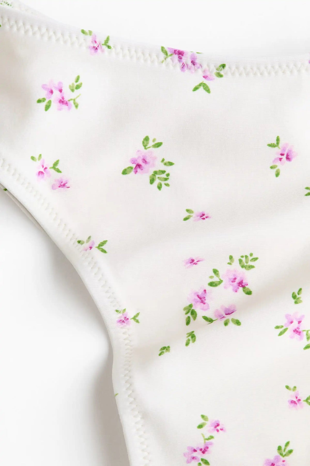 White Floral Triangle Bikini Set