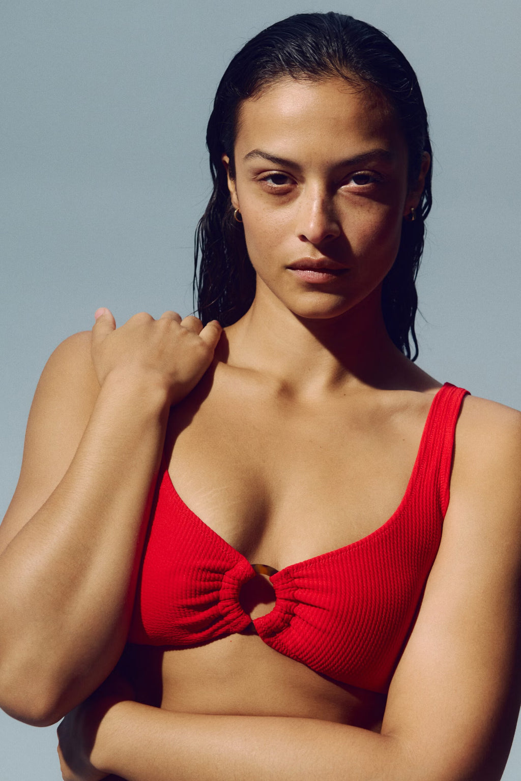 Red Ribbed O-Ring Bikini