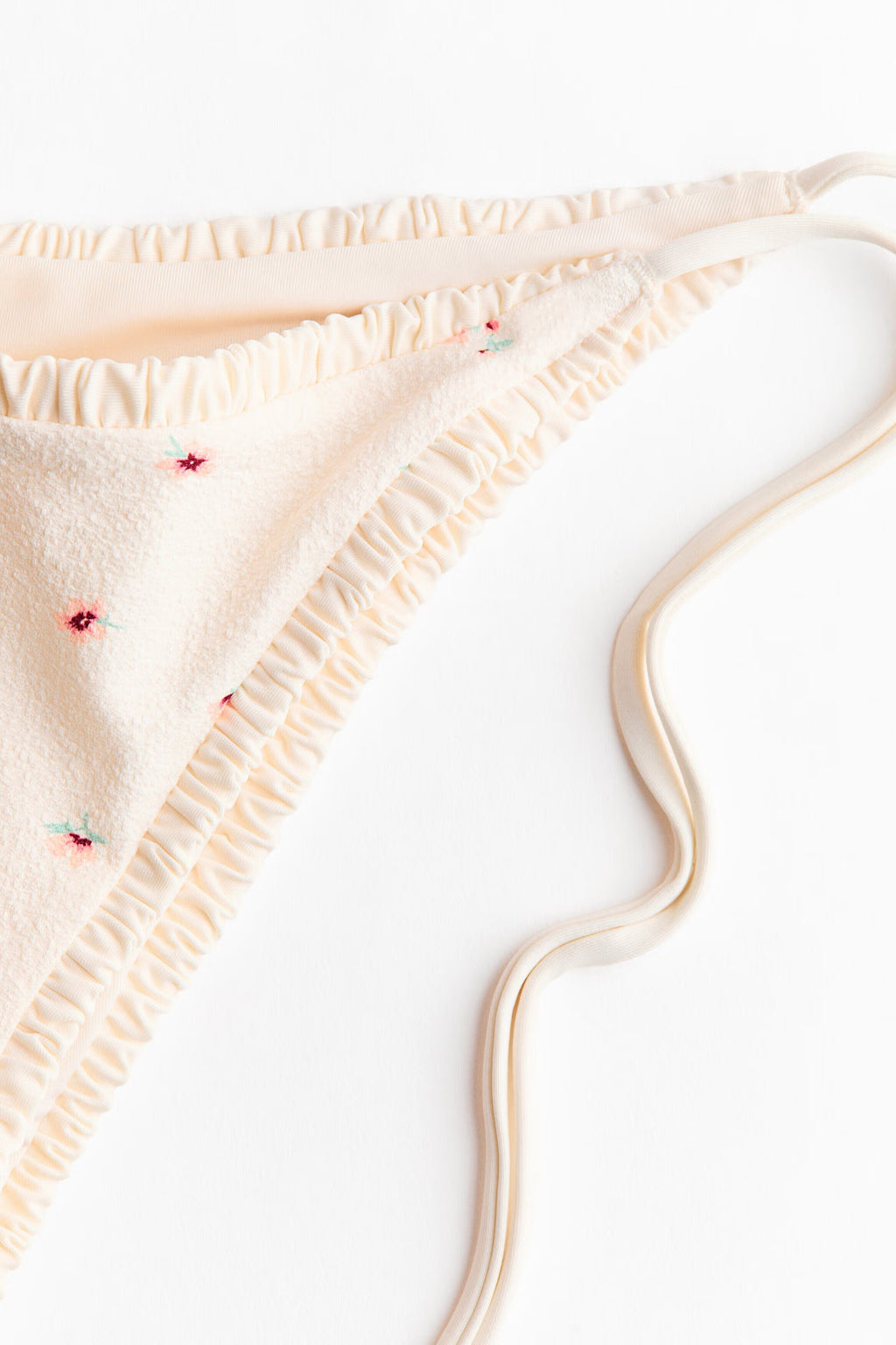 Cream Floral Halter Triangle Bikini Set