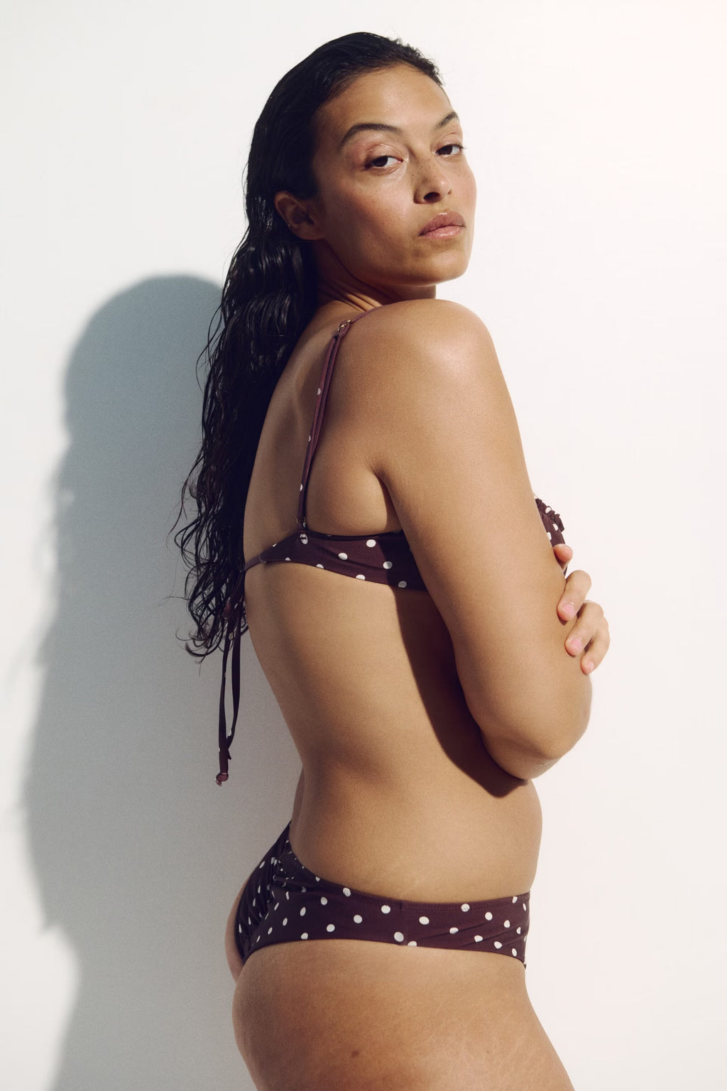 Brown Polka-Dot Balconette Bikini Set