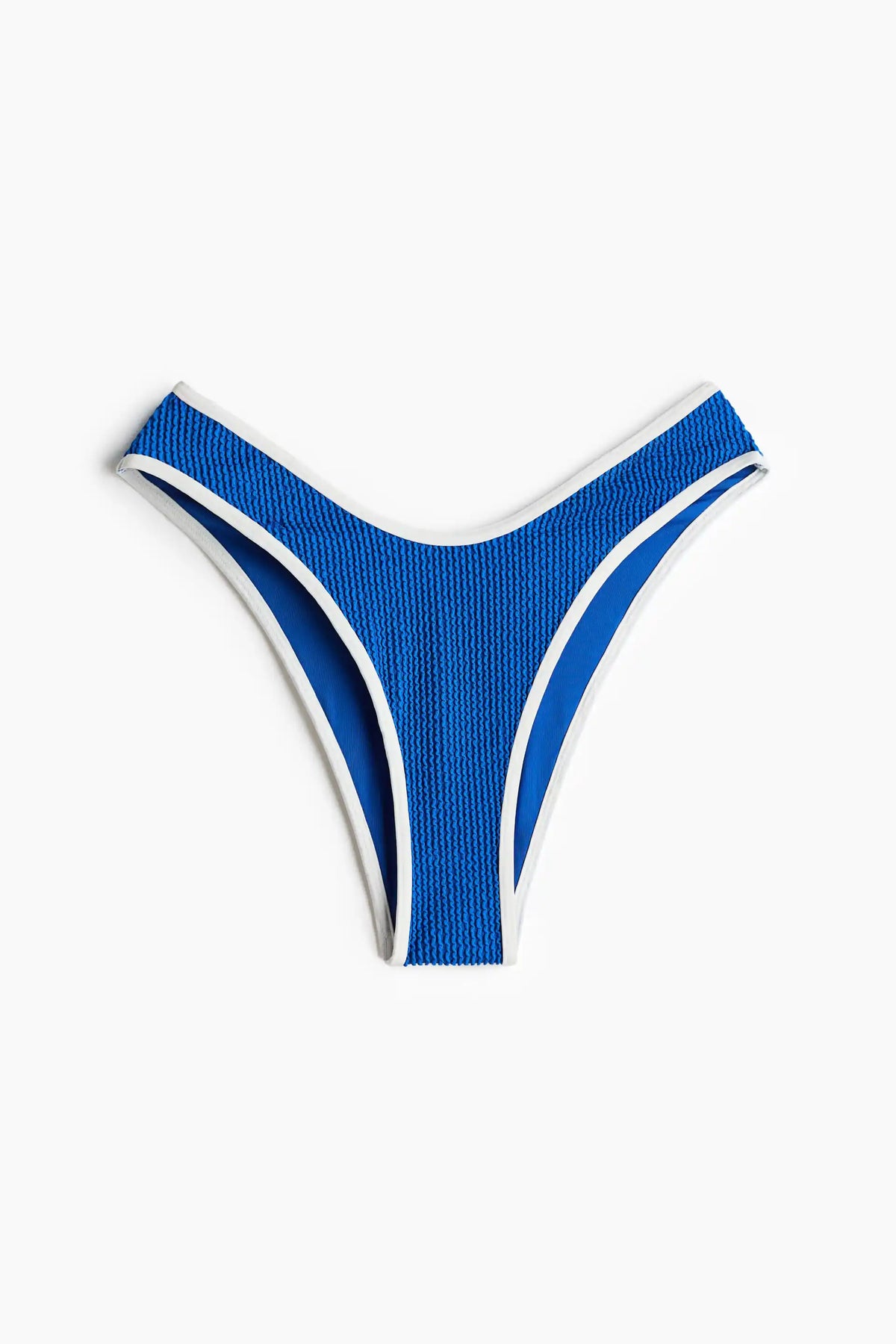 Royal Blue & White Contrast Crinkle Bikini Set
