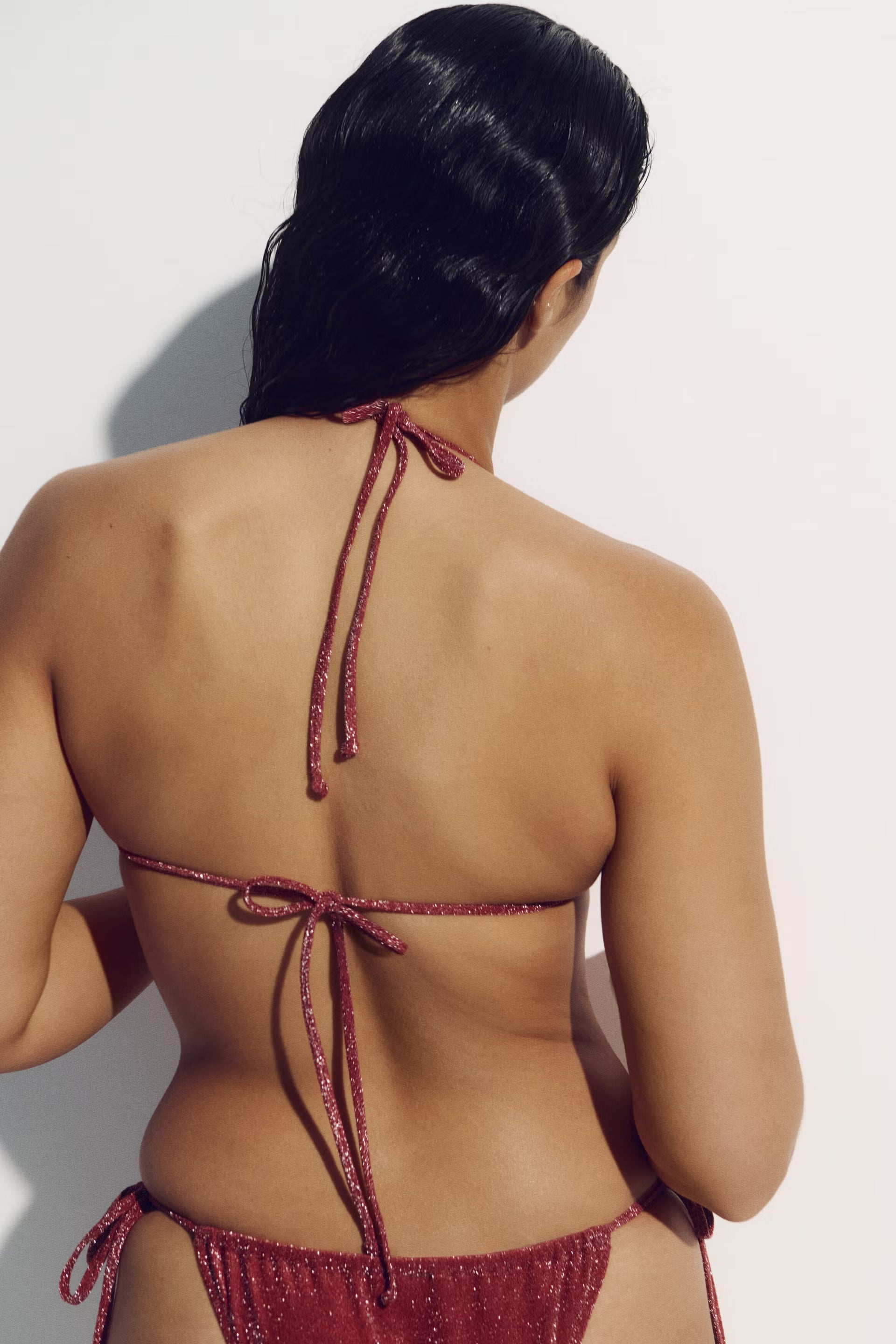 Shimmer Rose Ring-Detail Bikini Set