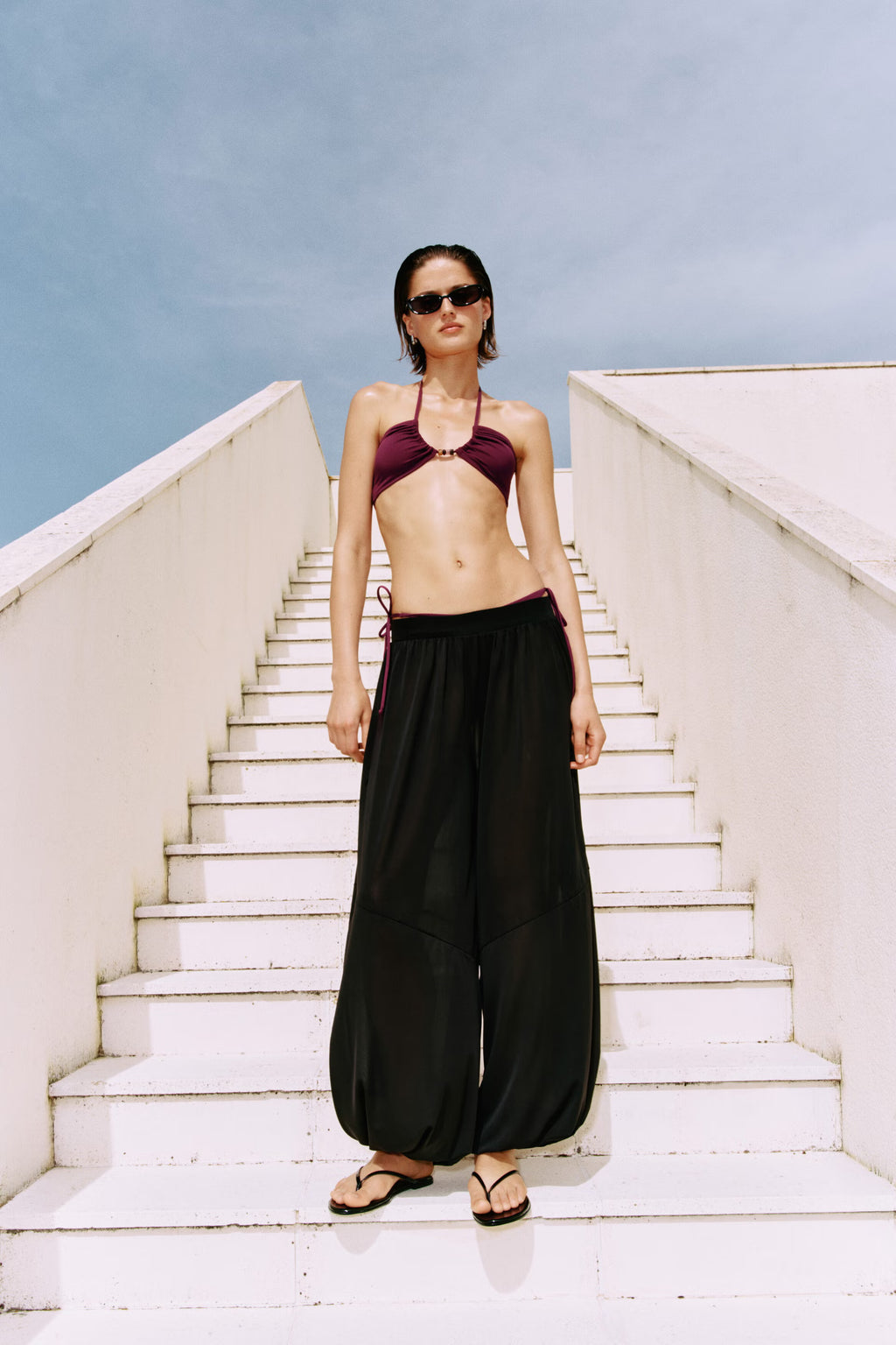 Plum Beaded Halter Bikini Set | Deep Violet Two-Piece Swimwear