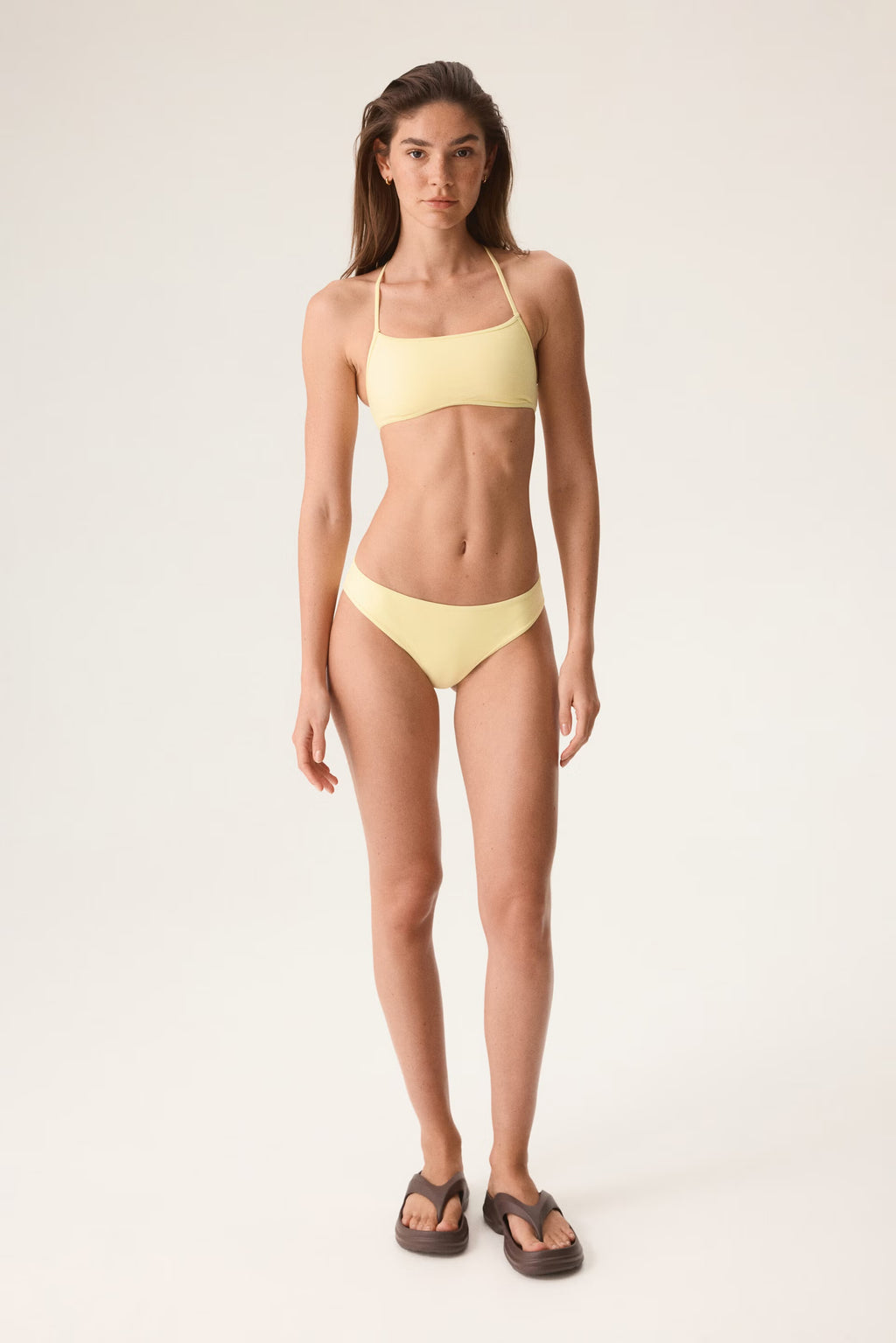 Women's Butter Yellow Padded Sports Bikini Set
