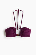Plum Beaded Halter Bikini Set | Deep Violet Two-Piece Swimwear