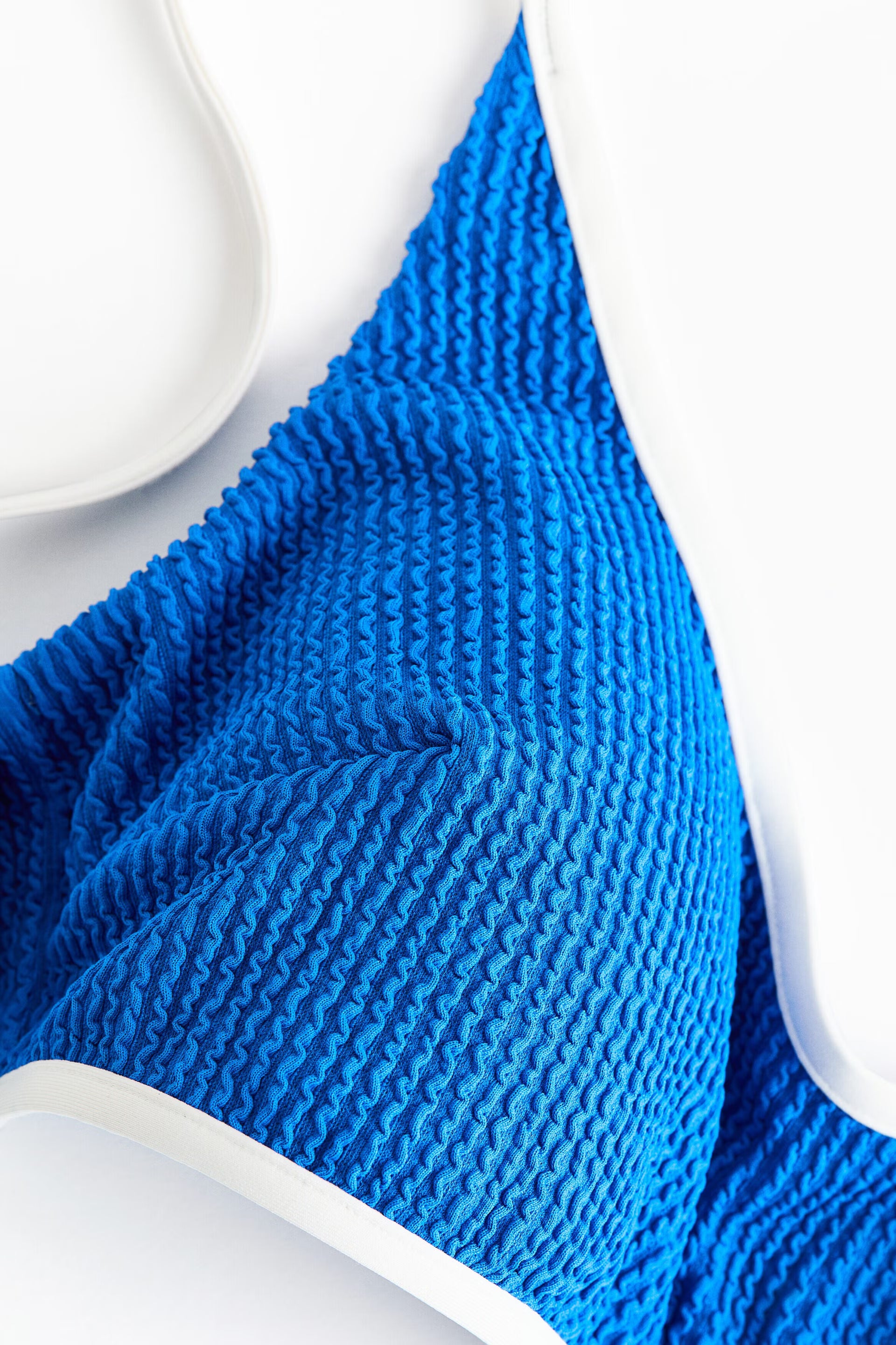 Royal Blue & White Contrast Crinkle Bikini Set