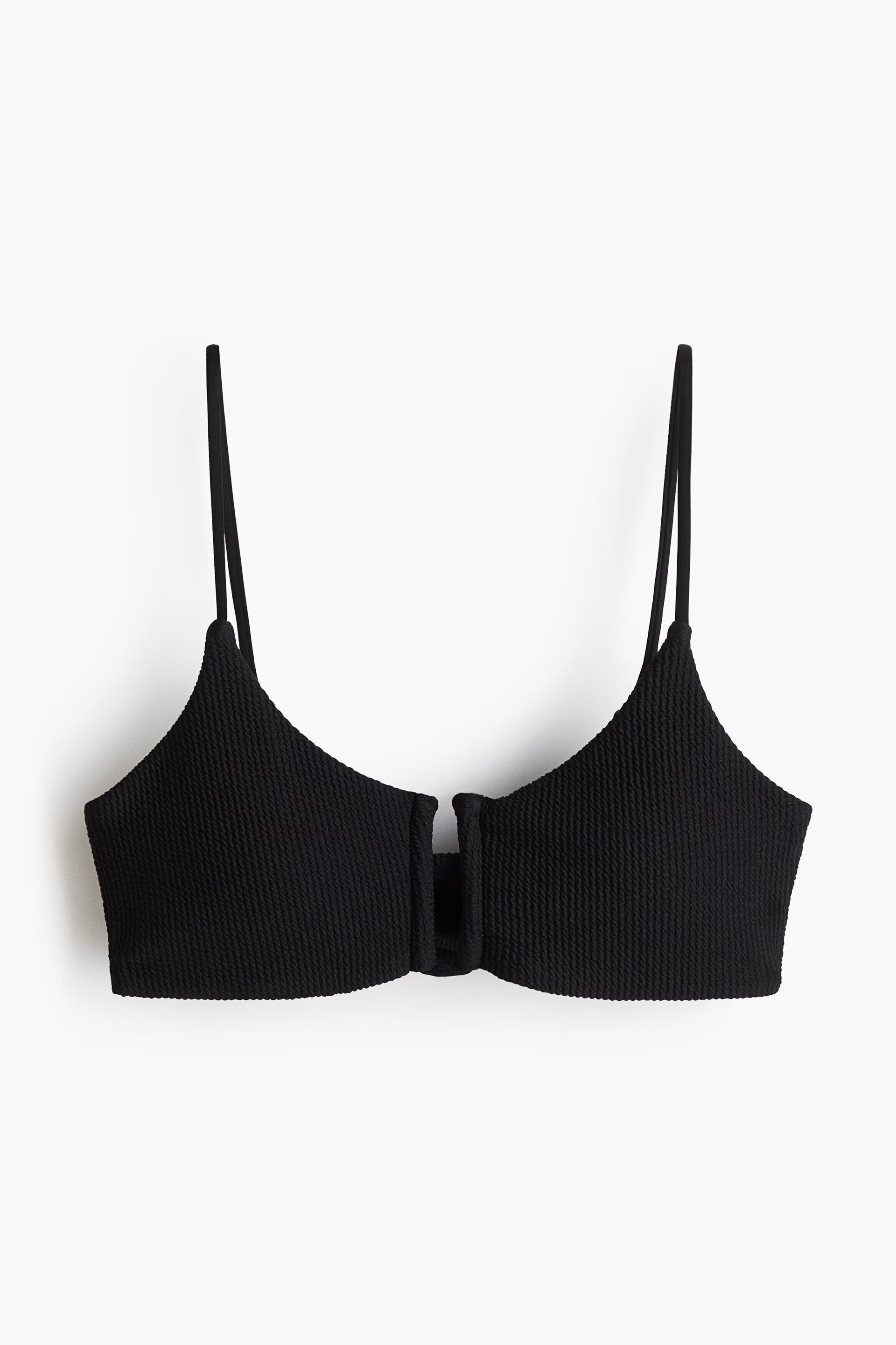 Black Textured U-Wire Bikini Set for Women