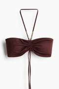 Dark Brown Halter Bandeau Bikini Set