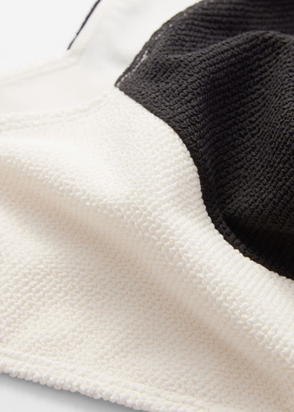 Two-Tone Black & Cream Textured Bikini Bottoms