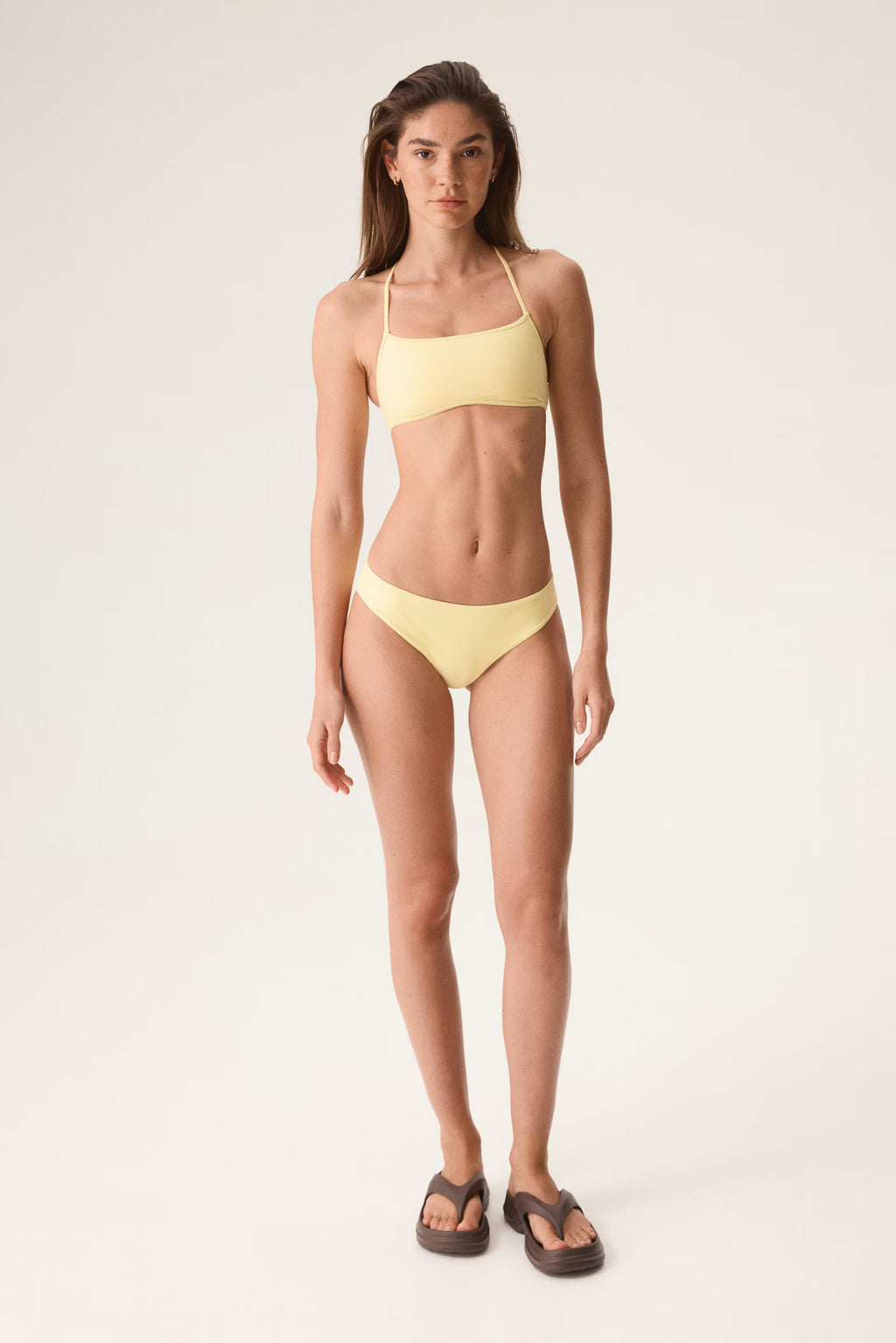 Women's Butter Yellow Padded Sports Bikini Set