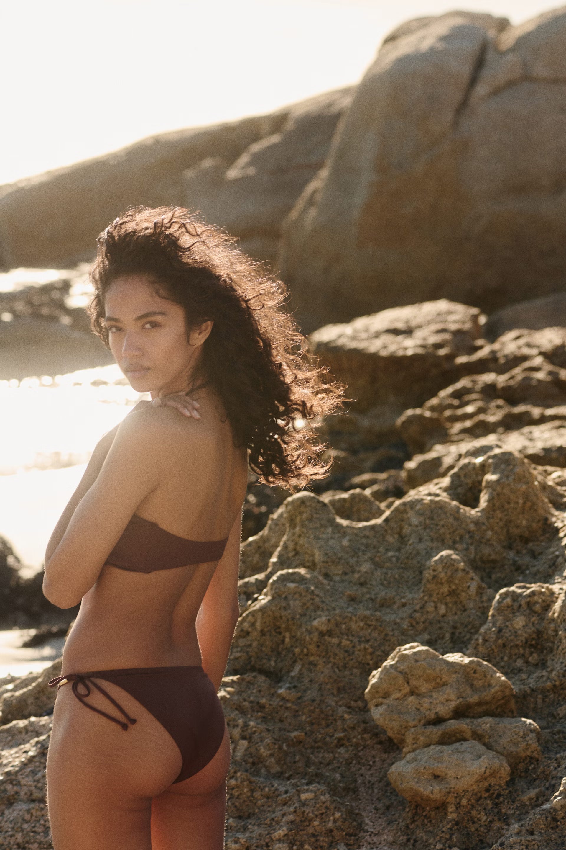 Dark Brown Halter Bandeau Bikini Set