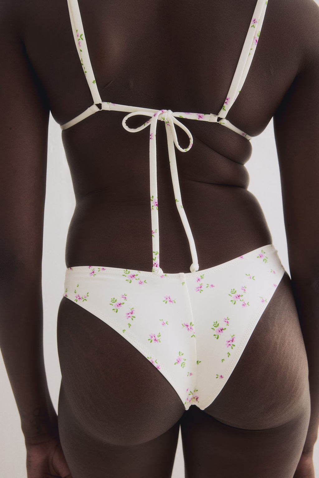White Floral Triangle Bikini Set