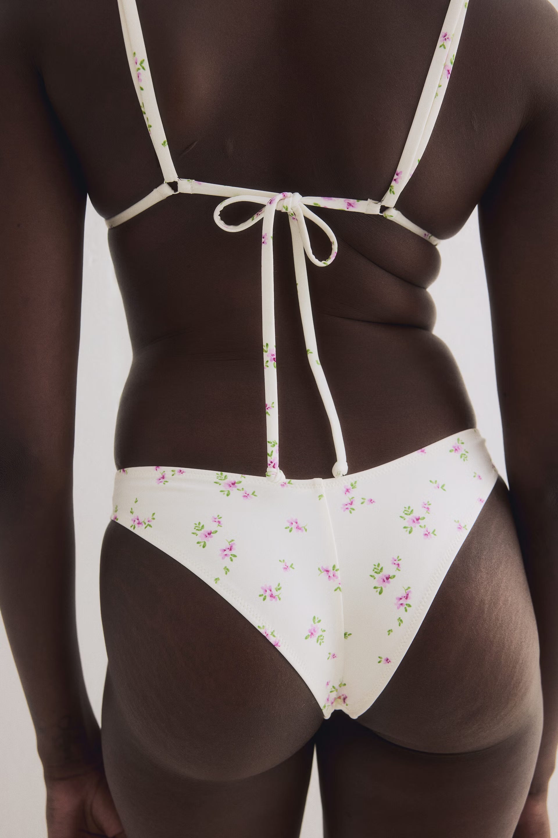 White Floral Triangle Bikini Set