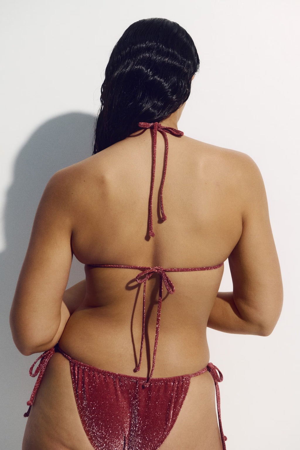 Shimmer Rose Ring-Detail Bikini Set