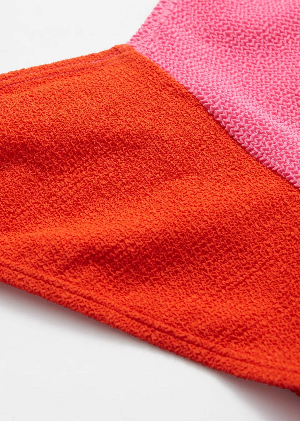 Two-Tone Pink & Orange Textured Bikini Bottoms