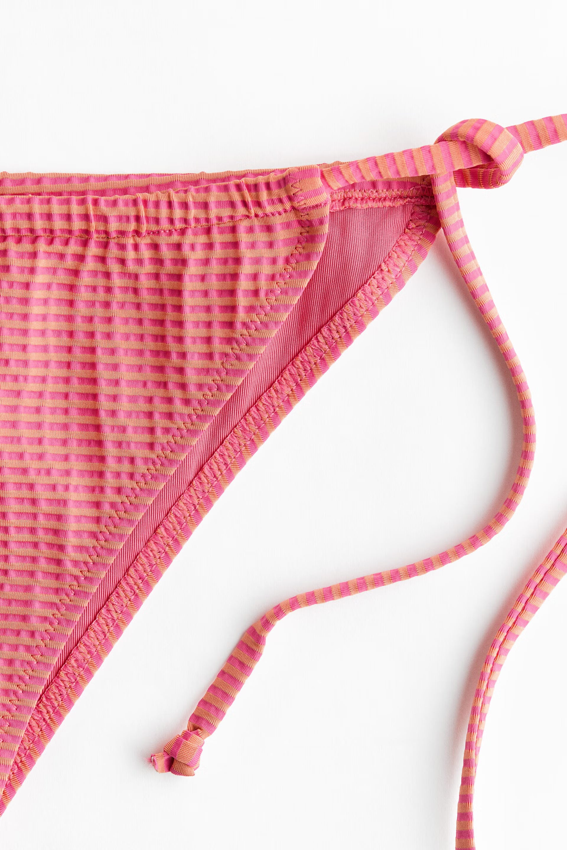Coral Pink Textured Ring-Detail Bikini Set