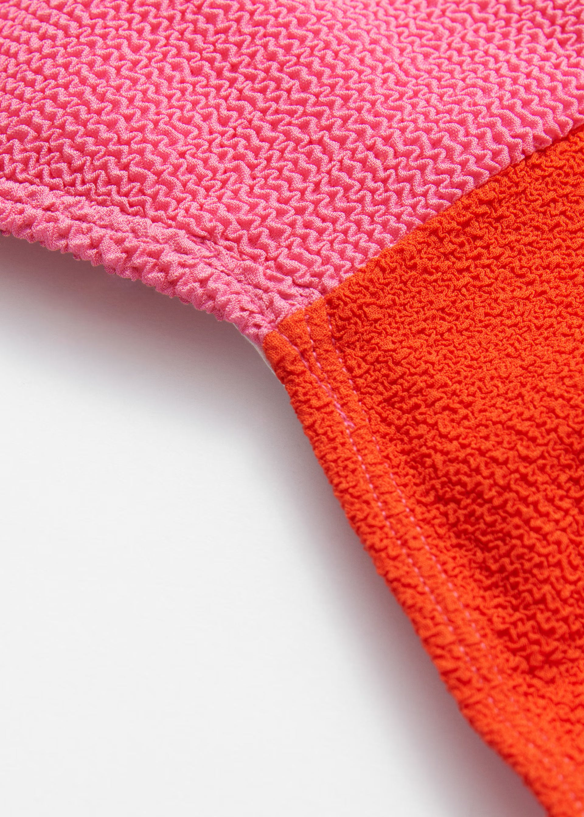 Two-Tone Pink & Orange Textured Bikini Bottoms