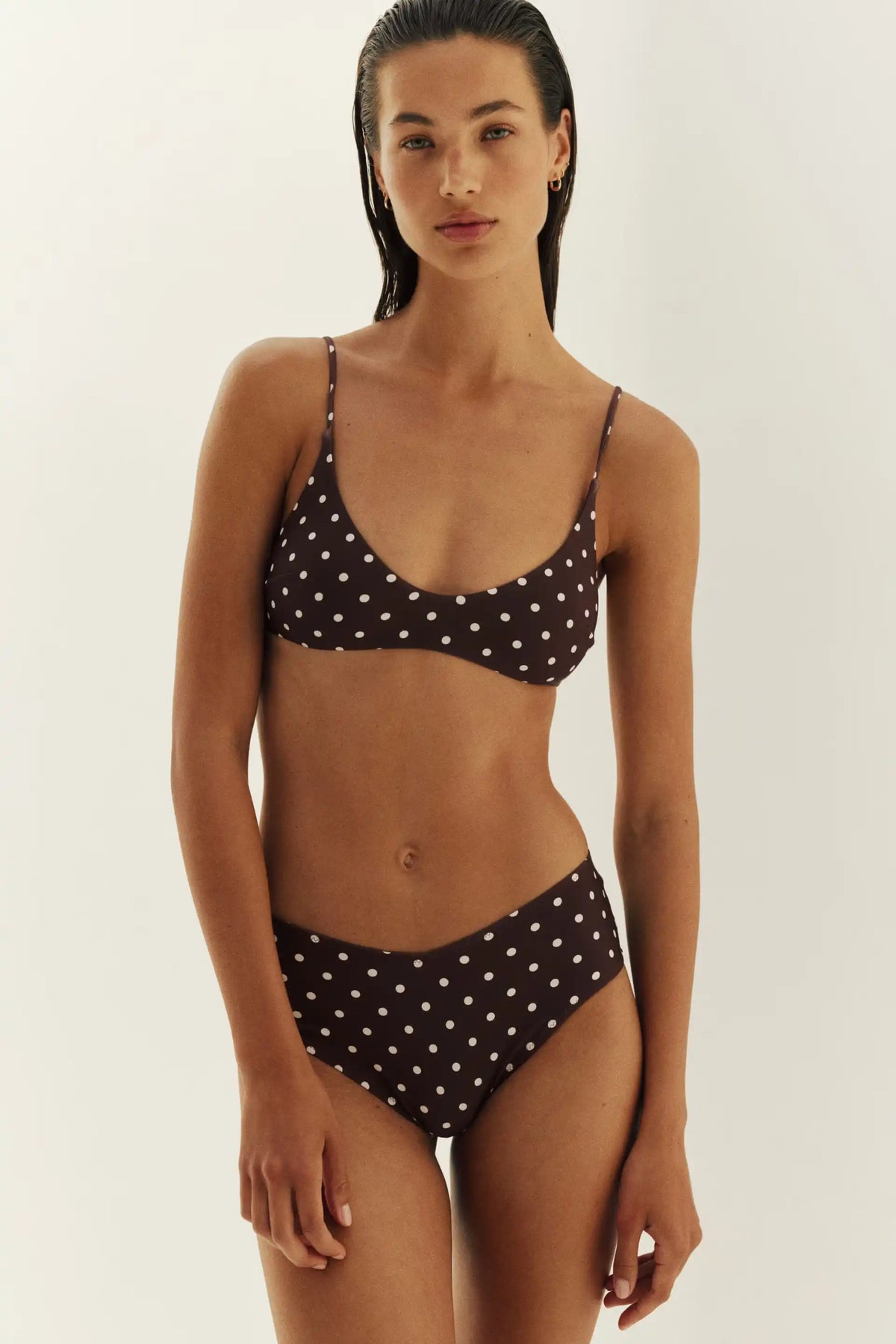 Brown Polka-Dot Balconette Bikini Set