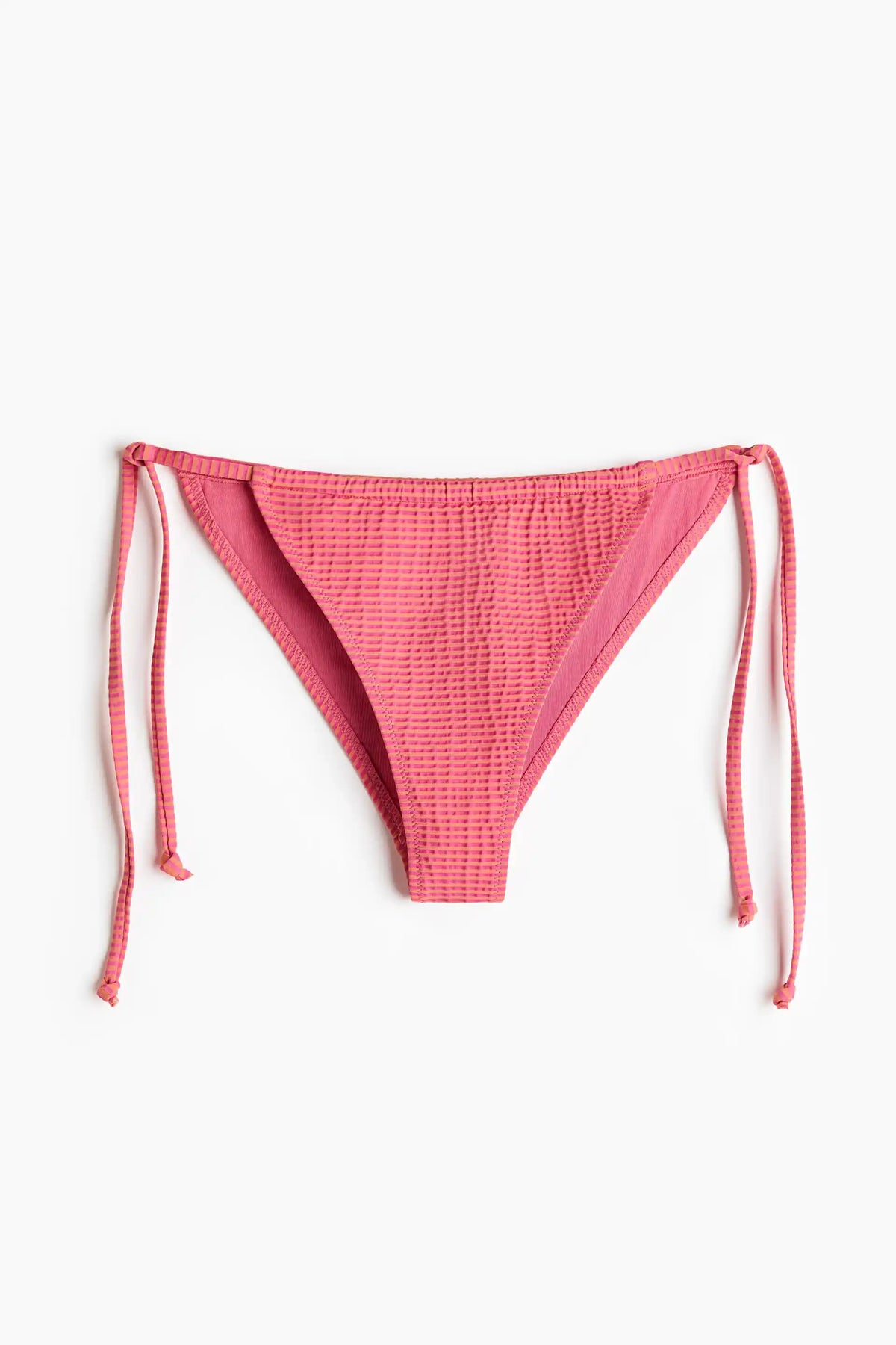 Coral Pink Textured Ring-Detail Bikini Set