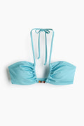 Sky Blue Beaded Halter Bikini Set