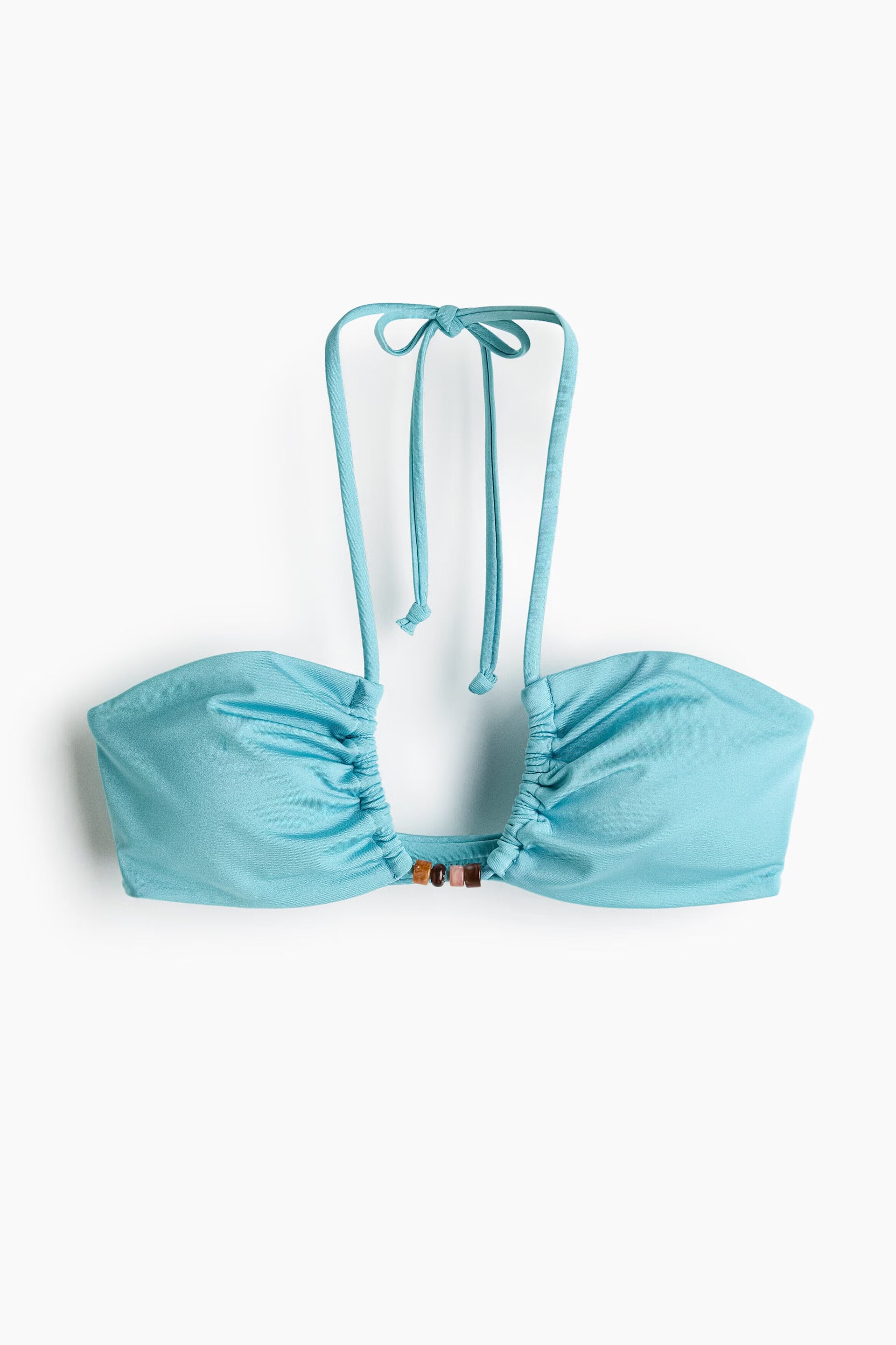 Sky Blue Beaded Halter Bikini Set