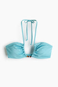 Sky Blue Beaded Halter Bikini Set