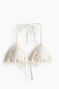 Cream Floral Halter Triangle Bikini Set