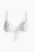 White Floral Triangle Bikini Set