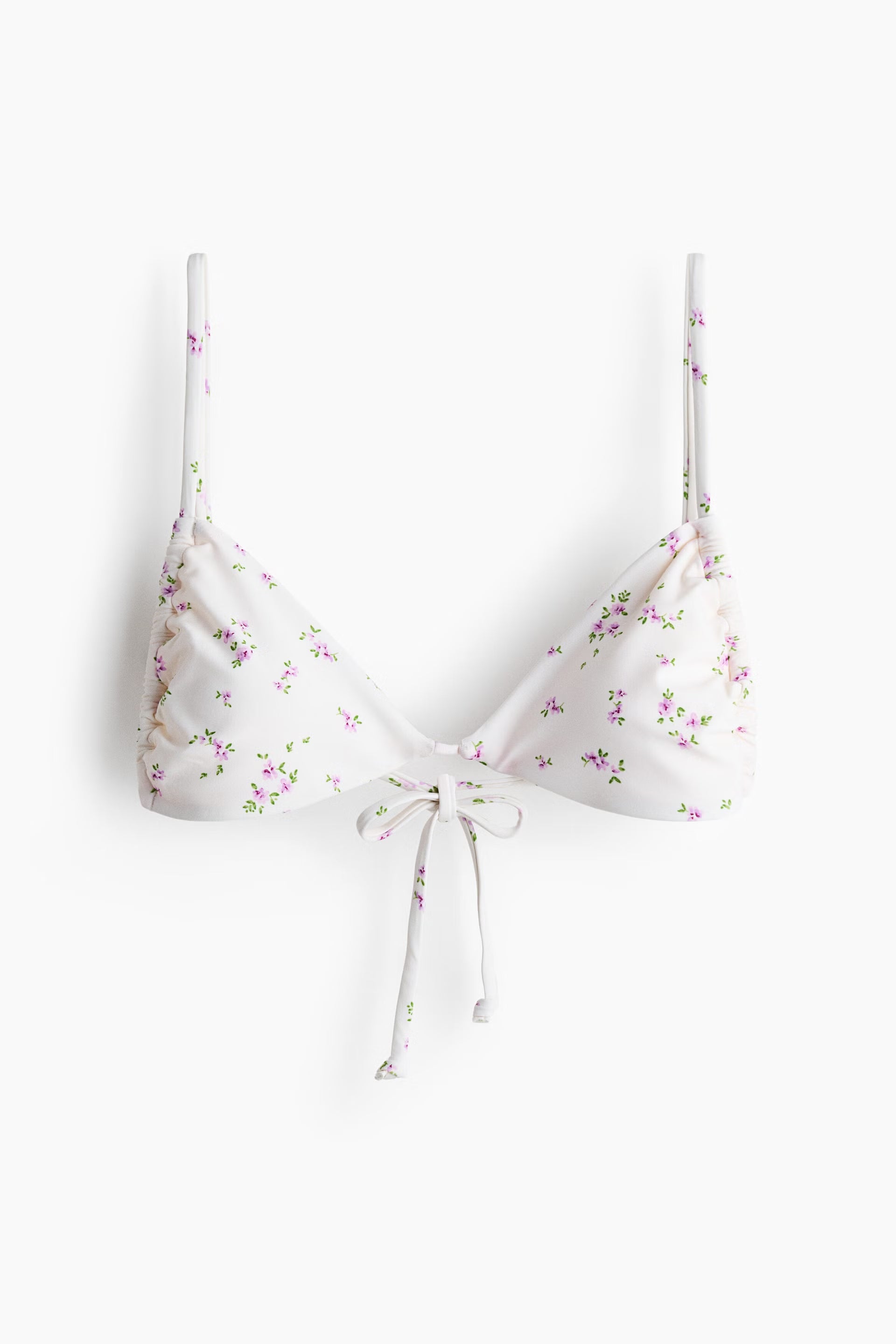 White Floral Triangle Bikini Set